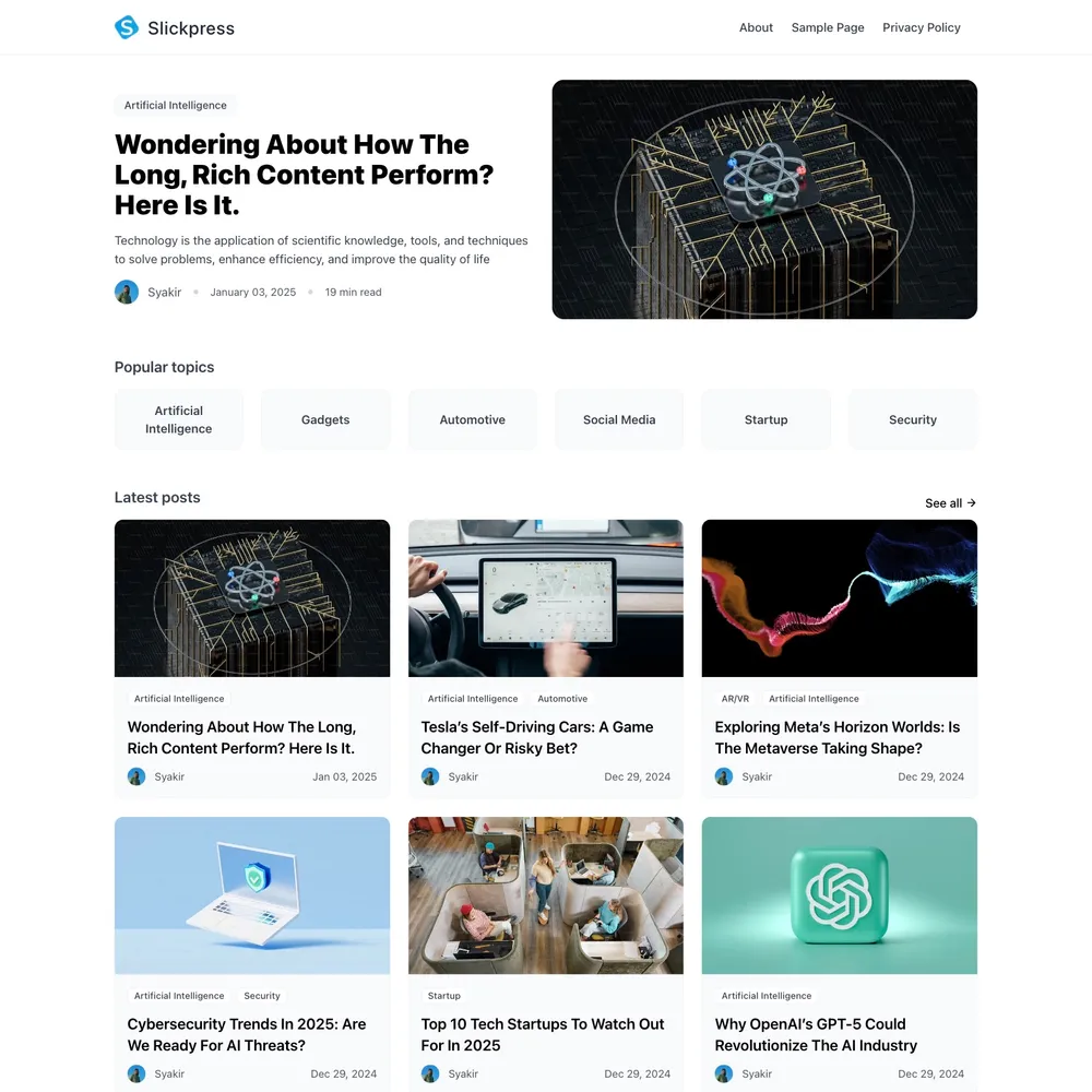 Slickpress screenshot